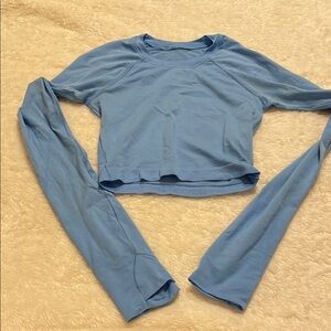 Blue Lululemon Long Sleeve Crop Top